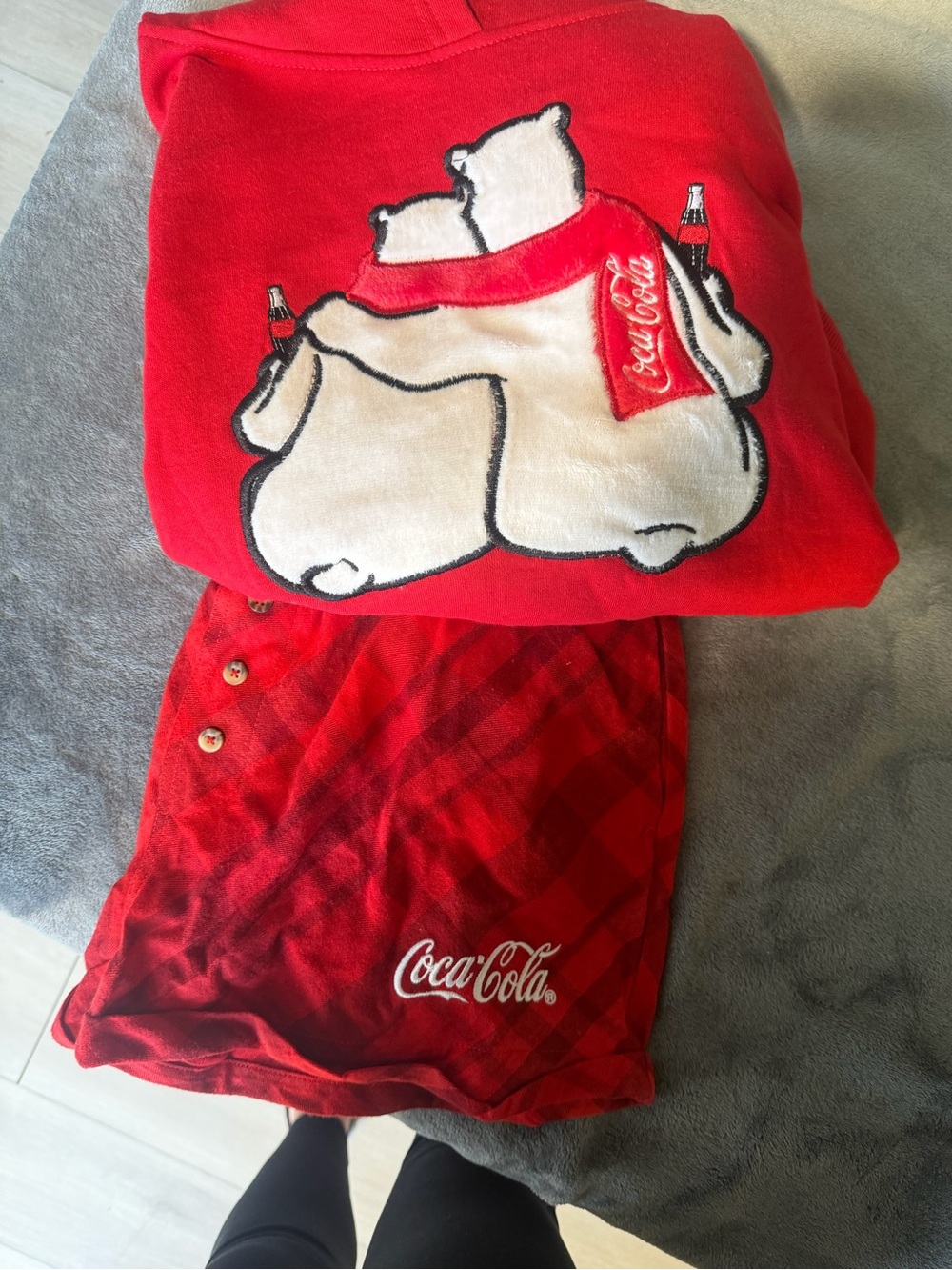 Coca Cola Red womens Polar Bear Fleece Pajama Set